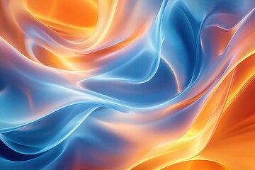 Poster - abstract flowing fabric texture with orange and blue gradients of light and shadow