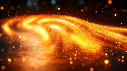 Wall Mural - abstract orange glowing particles swirling.