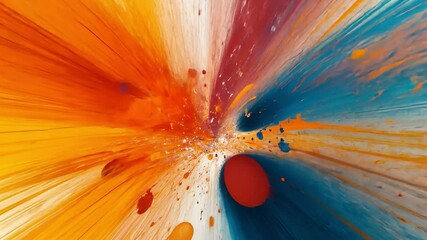 Poster - explosive abstraction: a burst of vibrant color explodes outwards, creating a dynamic visual symphon