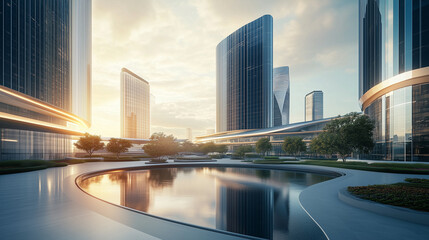 Wall Mural - modern city at night