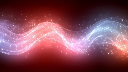 Wall Mural - red and blue light wave with sparkles.