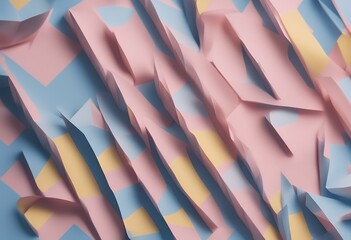 Poster - background blue paper pink pastel flat geometric lay yellow color colours watercolor layout wallpaper disco cover template style creative graphic space abstract illustration design pattern surface