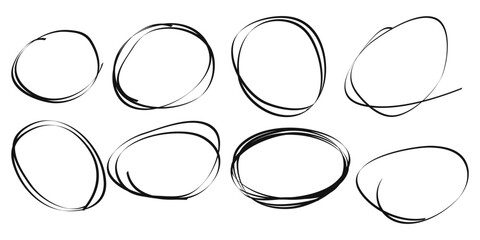Poster - Hand drawn scribble line circles. Doodle circular for message note mark design element. vector illustration