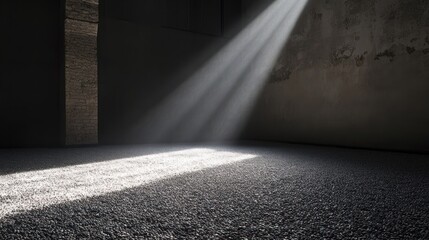 Poster - Sunbeam illuminates dark room's textured floor, highlighting contrast and texture.