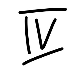 Leinwandbilder - The letter IV is drawn in black
