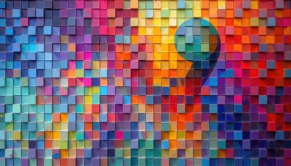 Poster - Colorful Mosaic An abstract mosaic made up of small gradients, creating a larger image that plays with light and shadow.