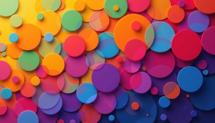 Poster - geometric rainbow circles a composition of overlapping circles in a gradient of rainbow colors, crea