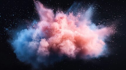 Leinwandbilder - Vibrant pink and blue powder explosion on black background.