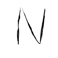Leinwandbilder - The letter N is drawn in a messy, jagged style