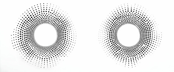 Poster - Abstract design featuring two circular patterns with dots, conveying a sense of symmetry and modern aesthetic.