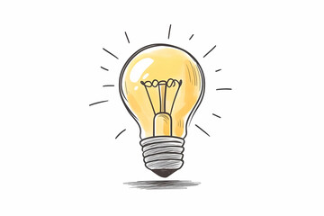 Wall Mural - a hand-drawn illustration of a glowing light bulb, symbolizing ideas, innovation, and inspiration fo