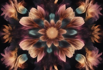 Aufkleber - shapes abstract fantastic black variety different petals background flower geometric symmetrical col