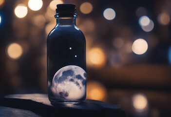 Wall Mural - bottle night inside fantasy moon colours nocturnal fairy tale season romantic beautiful illustration