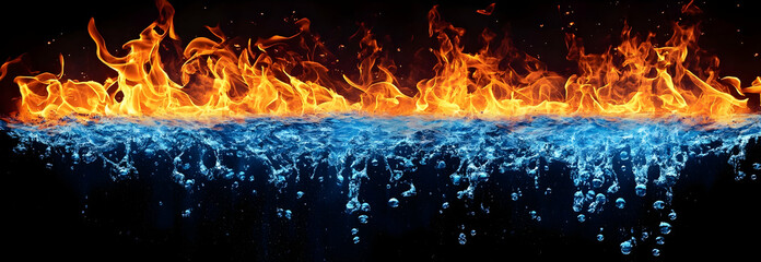 Poster - A mesmerizing visual of contrasting elements showcasing the beautiful clash of fire and water in perfect harmony.