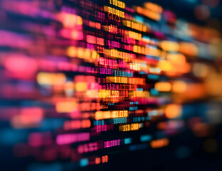 Poster - Abstract digital background featuring vibrant colors and patterns representing technology and data flow.