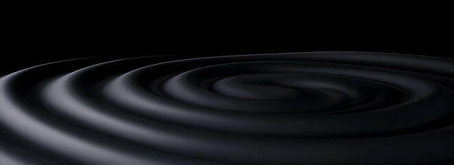 Poster - Abstract representation of wave patterns. Black background enhances the serenity and depth of the rippling surface.