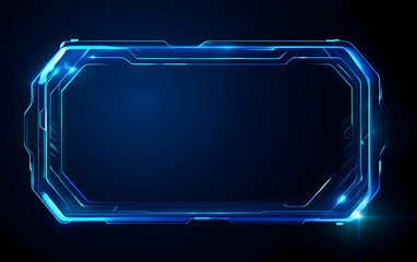 Poster - Futuristic blue digital frame showcasing advanced technology and design, perfect for presentations or creative projects.