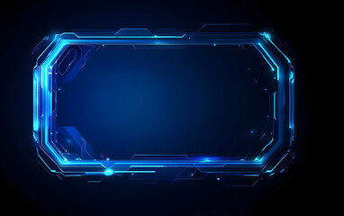 Poster - Futuristic blue technology frame with glowing lines and circuit-like design for digital presentation or video overlay.