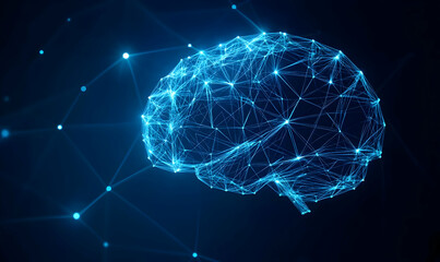 Poster - A digital representation of a brain, showcasing intricate neural connections and data flows, symbolizing innovation and intelligence.