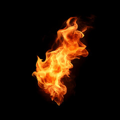 Poster - Dynamic flame capture showcasing the beauty and intensity of fire in a dark background, perfect for creative projects.