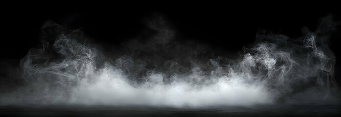 Poster - A dramatic display of swirling smoke on a dark background, creating an ethereal atmosphere perfect for various artistic uses.