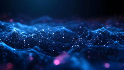 Poster - Abstract image of interconnected nodes and waves, showcasing the beauty of digital networks and futuristic design.
