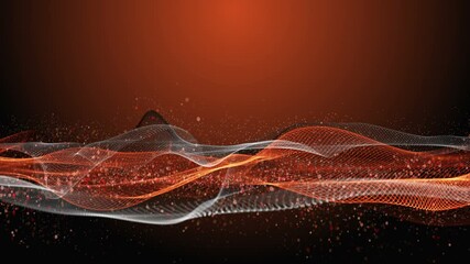 Poster - Futuristic video animation with wave object and glitter particles in slow motion, 4096x2304 loop 4K