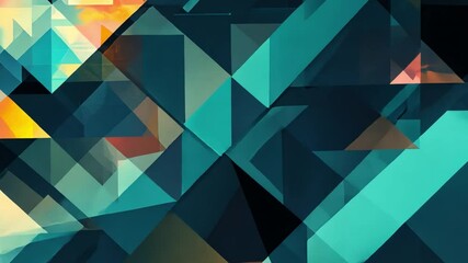 Poster - vibrant abstract geometric pattern modern design with teal, blue, and orange shapes creating dynamic