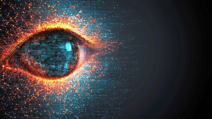 Poster - Digital Eye: Abstract Network of Code and Data, Futuristic Technology Concept
