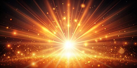 Canvas Print - vibrant abstract orange light burst with peach and golden sparkling rays on dark background, backgro