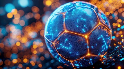 Poster - Futuristic Glowing Soccer Ball: Abstract Sports Art