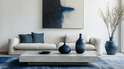 Poster - A modern living room decorated with stylish minimalist furnishings