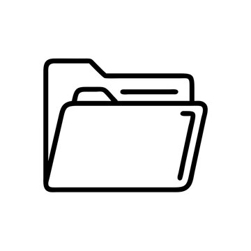 Icon of a folder illustration in minimalistic black and white style  