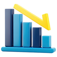 Poster - Economy Clipart colorful bar chart with downward trend, representing data analysis and financial decline