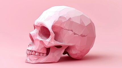 Poster - Lowpoly Pink Skull: A Minimalist 3D Digital Art Rendering