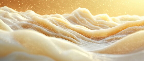 Poster - Soft, Textured Abstract Landscape with Glowing Particles and Warm Tones, Digital Art