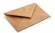 © zishan - White background with a brown envelope containing a letter for latter, Generative AI.