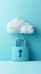 Poster - lock and cloud concept for data security and privacy protection