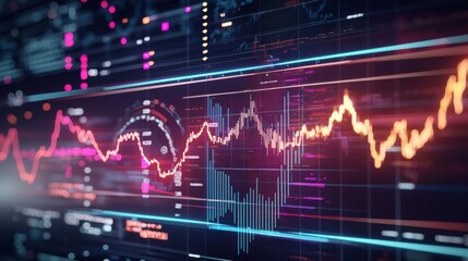 Poster - Abstract Financial Data Visualization with Colorful Graphs and Charts