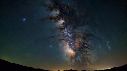 Wall Mural - Crystal Clear Astrophotography of Starry Sky with Galactic Center