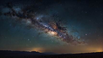 Wall Mural - Stunning Milky Way Galaxy Above Desert Horizon at Night