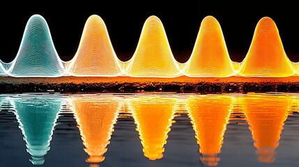 Poster - Abstract Colorful Wave Reflections in Dark Water