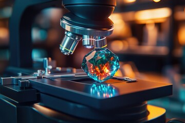 Aufkleber - A captivating close-up of a radiant crystal under a microscope, hinting at scientific exploration and the wonders of material science.