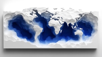 abstract 3d world map relief showing continents and oceans.