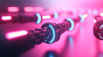 Leinwandbilder - Colorful neon abstract lights in a futuristic digital environment showcasing vibrant technology and energy