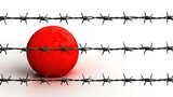 Red Sun Silhouette Barbed Wire Fence - Security, Conflict, Danger, Warning