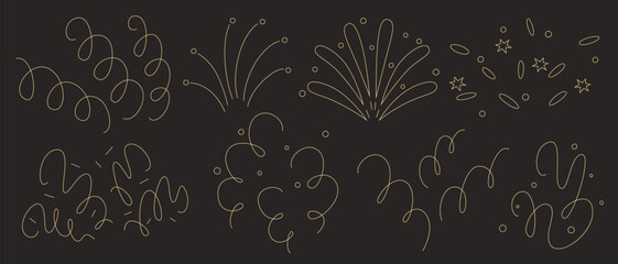 Poster - Doodle confetti burst collection - colorful abstract childish swirls and loops, spiral and curl shapes. Festive celebration hand drawn design elements set. Cheerful party freehand style vector.