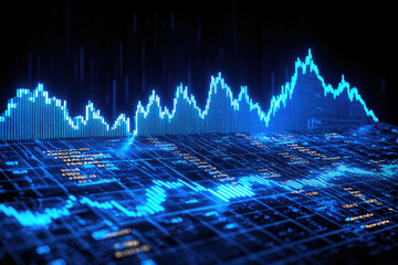 Poster - Dynamic digital representation of stock market trends and data visualization.