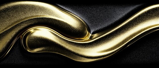 Aufkleber - A smooth, flowing design of golden liquid against a dark background, creating a luxurious and elegant visual effect.