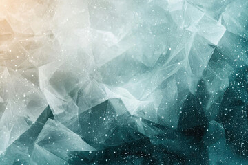 Poster - Abstract teal and white geometric pattern with scattered light, resembling ice crystals or a nebula.